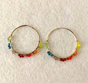 #393 rainbow Swarovski Crystal hoop earrings