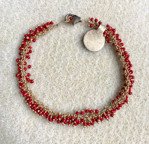 #301 garnet seed bead cluster bracelet