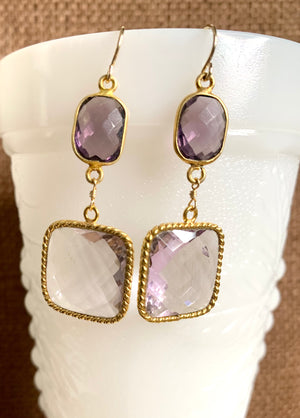 #478 amethyst bezeled earrings