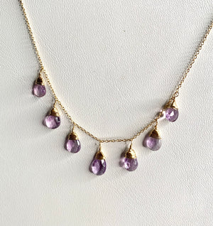 #228 7 amethyst drops necklace