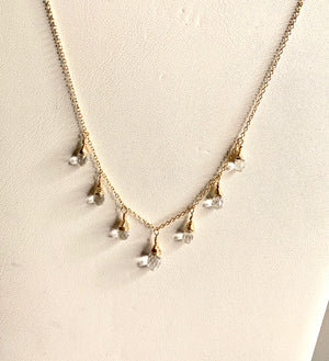 #246 7 white topaz drops dangle necklace