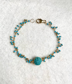 #455 turquoise rhinestone dangle bracelet
