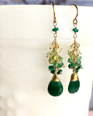 #063 dark emerald drops ombré long