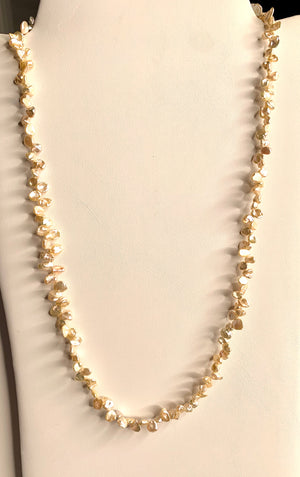 #257 beige keishi pearl strung necklace