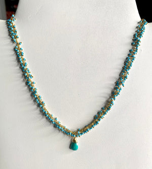 #173 turquoise drop cluster chain necklace