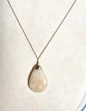 #355 large yellow opal drop necklace