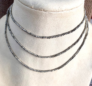 #346 silver pyrite 39” strung necklace