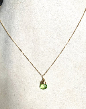 #371 peridot single drop necklace