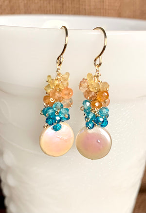 #404 coin pearls beach ombré earrings